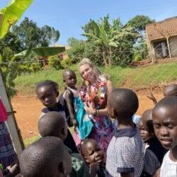 Amanda with kids Amanda with Lweteega kids